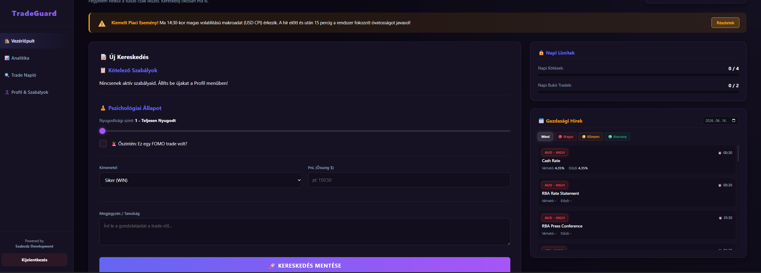 TradeGuard Dashboard Screenshot